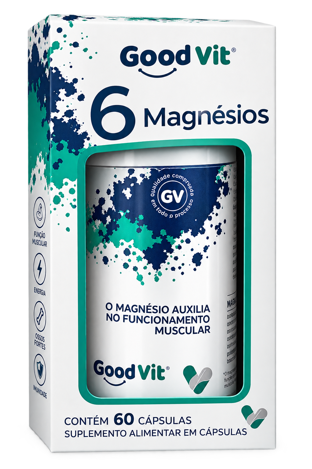 6x Magnésios 6 tipos Suplemento Alimentar 60 cápsulas